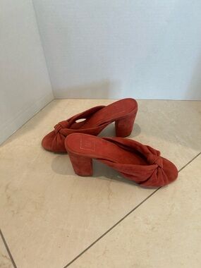 Women’s Slide Slip on Knot-Front Suede Block Heel Sandals -6.5
